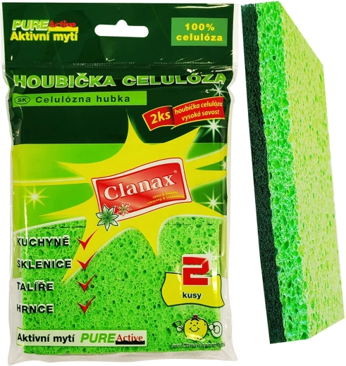Gąbki czyszczące z celulozy 11 × 7 × 1,2 cm, 2 szt.