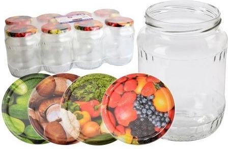 Słoiki do wekowania 720 ml TWIST 82 z wieczkami, mix dekorów (8 szt.)