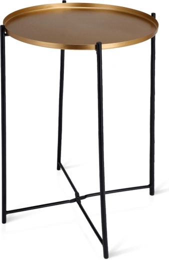 Okrągły metalowy stolik pomocniczy złoty 35 × 47 cm
