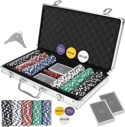 Zestaw pokerowy 300 żetonów w aluminiowej walizce