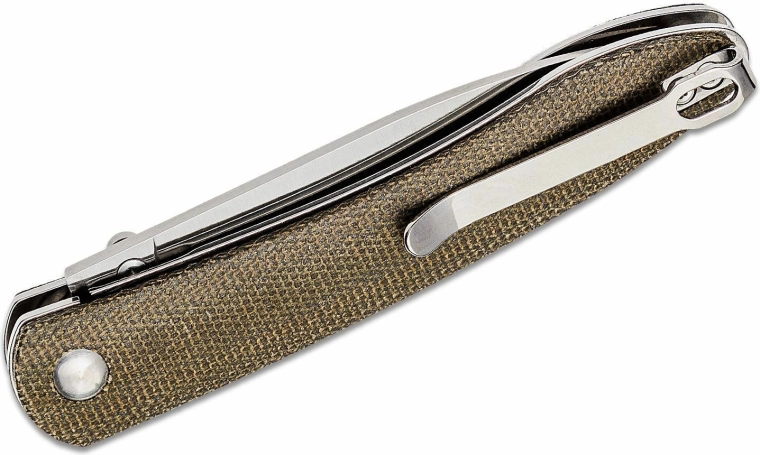 Teksturowana zielona micarta z klipsem