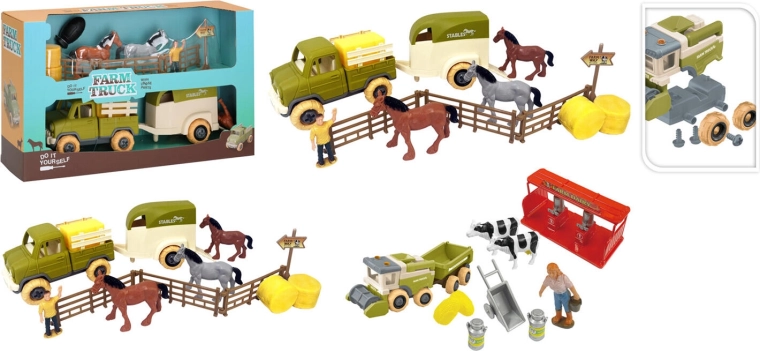 Auto farmera z przyczepą i zwierzętami 26 cm