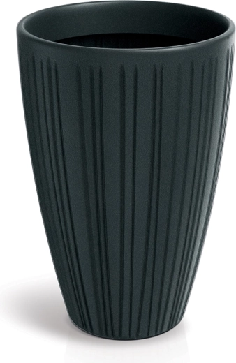 Wysoka żebrowana donica Fero Round High 48 cm – ciemnoszara