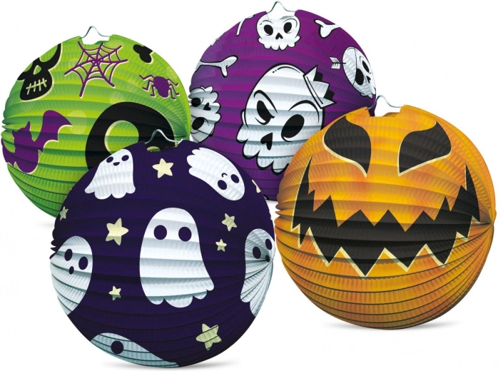 papierowy lampion halloweenowy kula 25 cm, 4 motywy