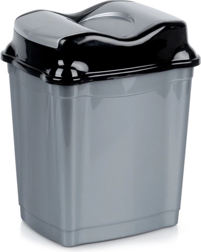 Plastikowy kosz na śmieci z uchylną pokrywą 9 l, szary