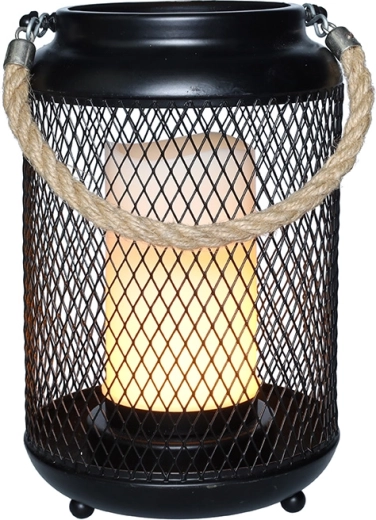 Solight metalowa latarnia ze świeczką LED, ciepłe białe światło, czarna, 20 cm