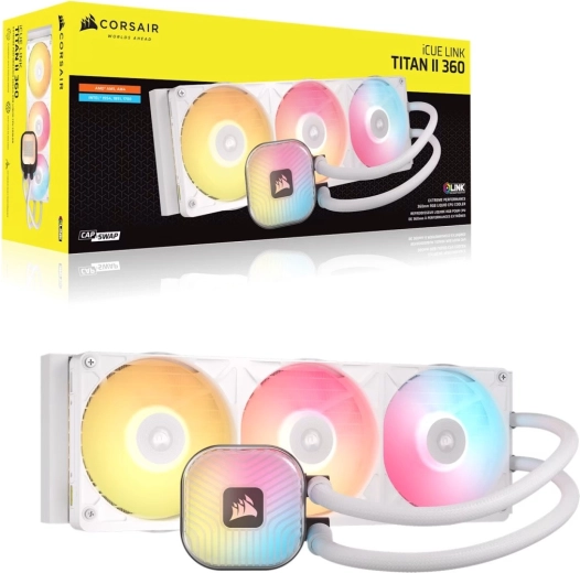 Chłodzenie wodne procesora Corsair iCUE LINK TITAN II 360 RX RGB białe