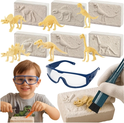 KRUZZEL wykopaliska dinozaurów 6w1 – zestaw paleontologiczny
