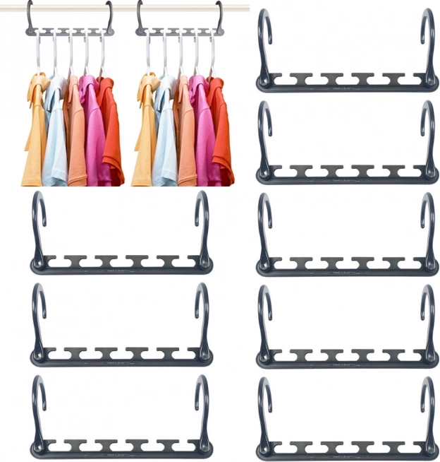 Organizer do szafy na wieszaki, oszczędność miejsca, szary, 8 sztuk
