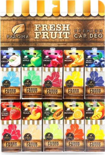 Zestaw zawieszek zapachowych do samochodu Paloma Gold Fresh Fruit – 60 sztuk