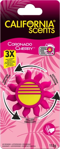 Odświeżacz samochodowy na kratkę nawiewu CALIFORNIA SCENTS Coronado Cherry z mechanizmem obrotowym