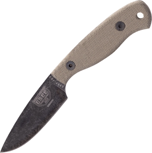 ESEE JG3 Camp-Lore nóż bushcraft 8,9 cm, stonewash black oxide, brązowa micarta, skórzane etui