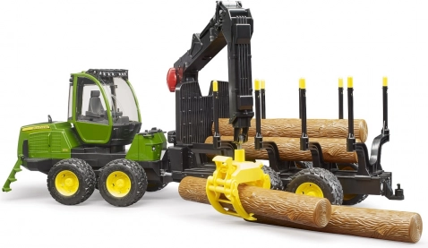 Bruder transporter drewna John Deere 1210E z żurawiem 1:16