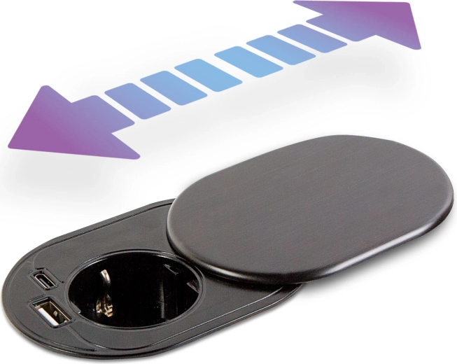 Wpuszczane gniazdo stołowe z USB-A i USB-C Slide it