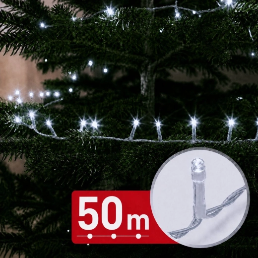 Łańcuch świetlny LED 50 m, 1000 LED, zimna biel