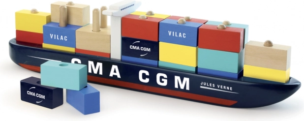 Drewniany kontenerowiec CMA CGM Jules Verne – układanka VILAC