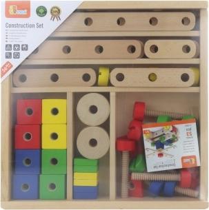 Drewniany zestaw konstrukcyjny – kreatywny set dla dzieci 3+