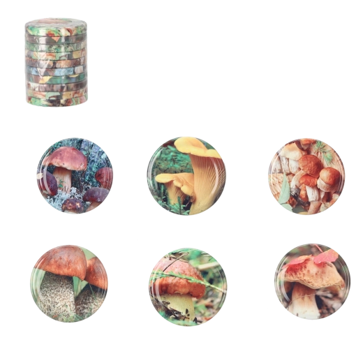 Zestaw metalowych wieczek Twist-off 66 mm z motywem grzybów, 10 szt.