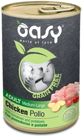 Oasy Grain Free, puszka dla dorosłych psów ras średnich i dużych z kurczakiem, 400 g