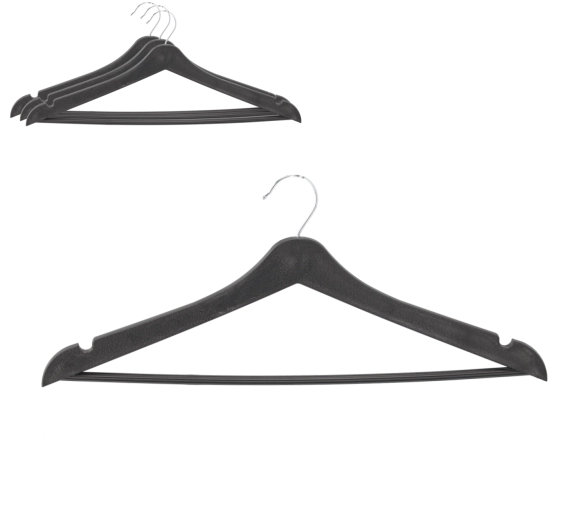 Zestaw 3 welurowych wieszaków na ubrania, obrotowy haczyk 360°, czarne