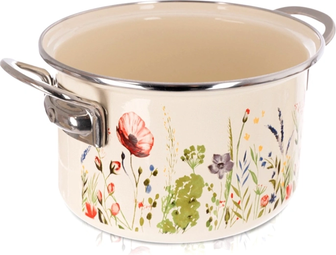 Emaliowany garnek kremowy Maki 22 cm, 4 l