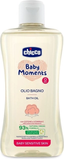Chicco Baby Moments Sensitive olejek do kąpieli z olejem bawełnianym i witaminą E 200 ml