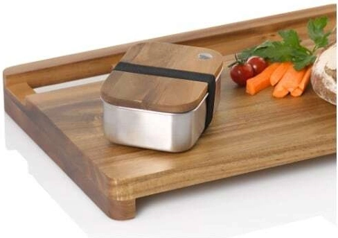Zintegrowane pudełko ze stali nierdzewnej z drewnianą pokrywką
