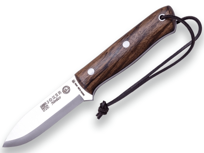 Joker Nordico nóż outdoorowy 10 cm, drewno orzechowe, skórzane etui