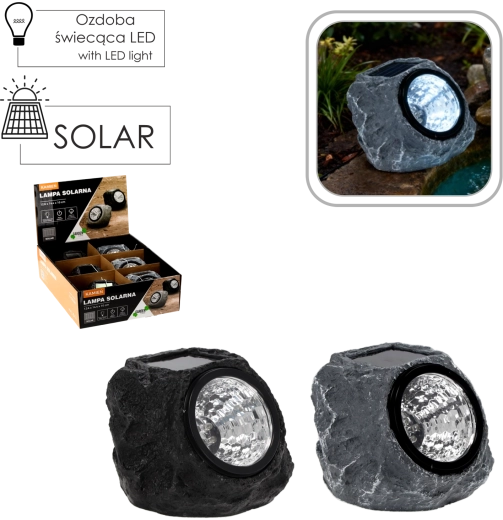 Solarna lampa ogrodowa w imitacji kamienia 12,6 × 14,4 × 10 cm