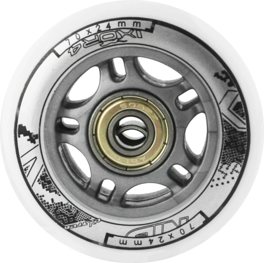 Zestaw białych kółek PU 70 × 24 mm z łożyskami ABEC 7 NILS EXTREME