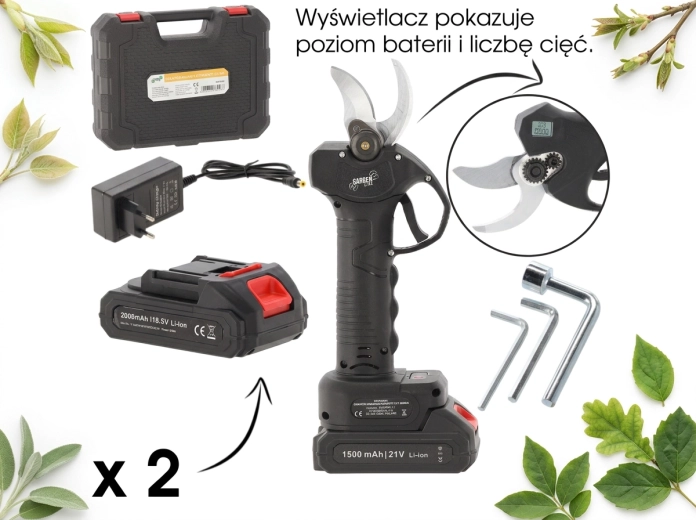 Akumulatorowe nożyce ogrodowe 21 V, cięcie do 30 mm