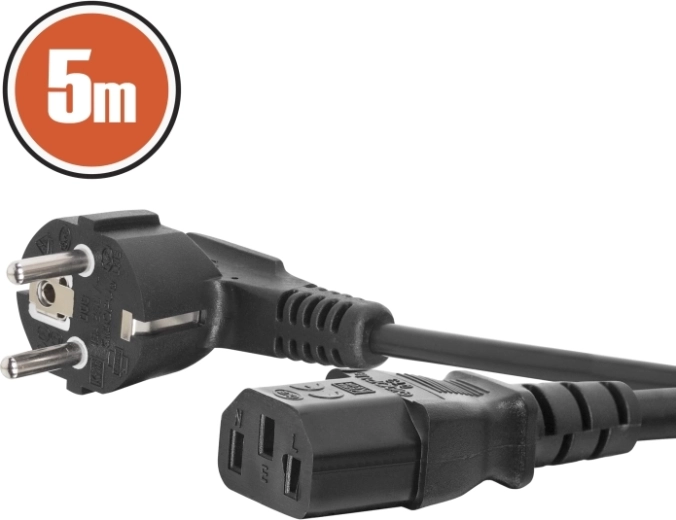 Sieciowy kabel zasilający do komputera 5 m, czarny