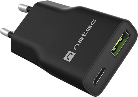 Natec Ribera GaN slim ładowarka sieciowa 20 W (USB-C + USB-A) - 1 szt.