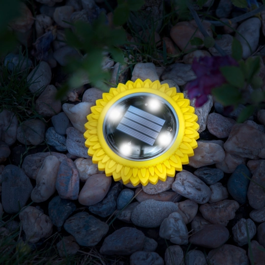 Solarna lampa LED wbijana w kształcie słonecznika, żółta