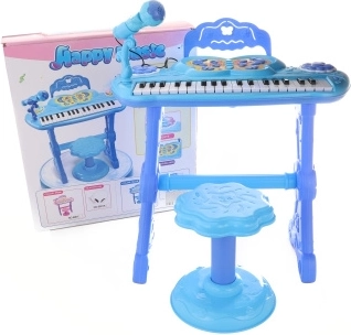 Niebiestkie pianinko dziecięce z adapterem