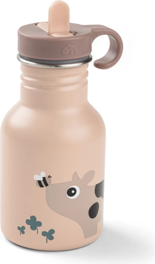 Done by Deer nierdzewna butelka dziecięca Tiny farm różowa 350 ml