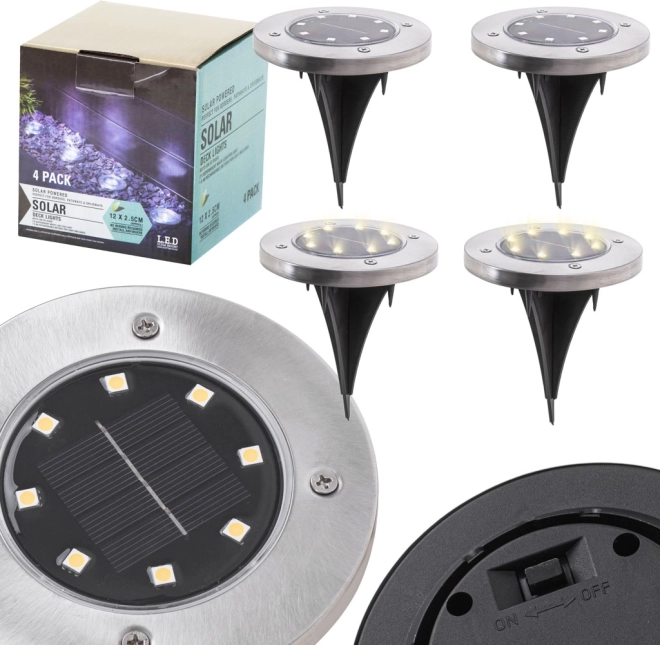Ogrodowe oświetlenie solarne 8 LED 4 szt. – zimna biel