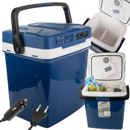 samochodowa turystyczna lodówka termoelektryczna 26 l z funkcją grzania, 12 v i 230 v