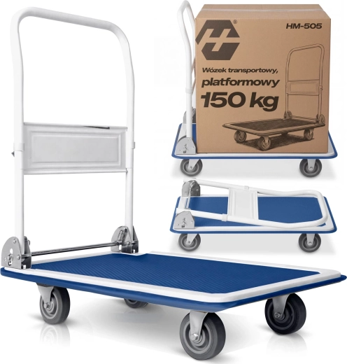 Platformowy wózek transportowy Humberg biało-niebieski