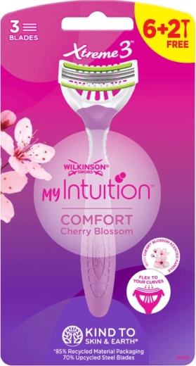Jednorazowa damska maszynka do golenia WILKINSON Xtreme3 Intuition Comfort Cherry Blossom, 8 szt.