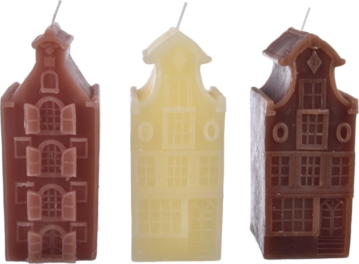 Świąteczna dekoracyjna świeca w kształcie domku 16 cm (3 warianty)