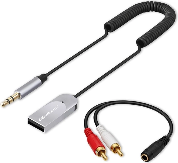 bezprzewodowy odbiornik audio Bluetooth 6.0 do domu i auta z 2× RCA, 3,5 mm AUX i zasilaniem USB, mikrofon