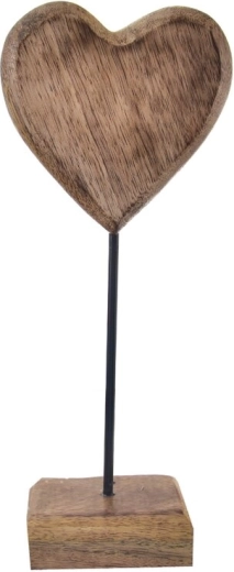 Dekoracja serce z drewna mango na podstawie 25 cm