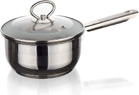 Rondel nierdzewny 14 cm ze szklaną pokrywką MATTE New Line, 0,9 l, do indukcji
