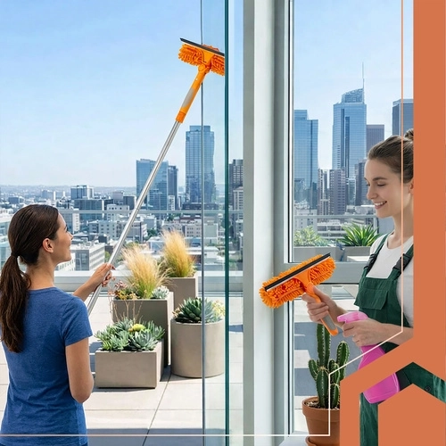 Teleskopowy trzonek 1,8 m dla bezpiecznego zasięgu bez drabiny