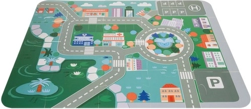 Mata do zabawy i puzzle drogowe do miejskich scenariuszy