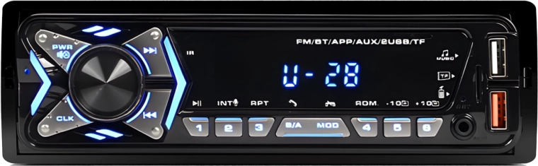 Radio samochodowe Renew Force 1-DIN z Bluetooth, USB i radiem FM