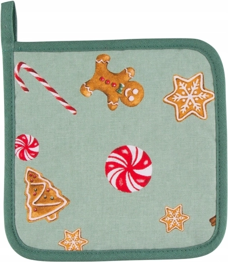 Kuchenna łapka i podkładka bawełniana 18 × 18 cm – motyw ciastek