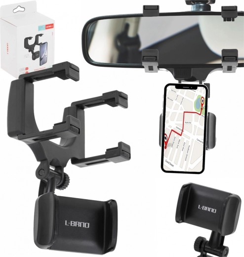 Uchwyt na telefon do samochodu na lusterko wsteczne z rotacją