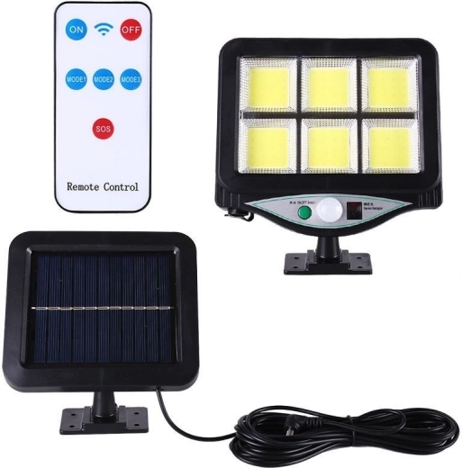 Solarna lampa LED z czujnikiem ruchu PIR i czujnikiem zmierzchu + zdalne sterowanie